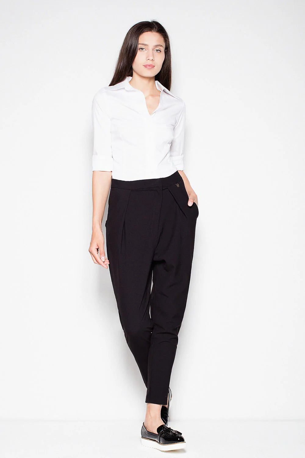 chemise femme venaton manches troisquarts slim gris anthracite col classique boutons apparents coupe cintrée tissu stretch léger respirante finition soignée