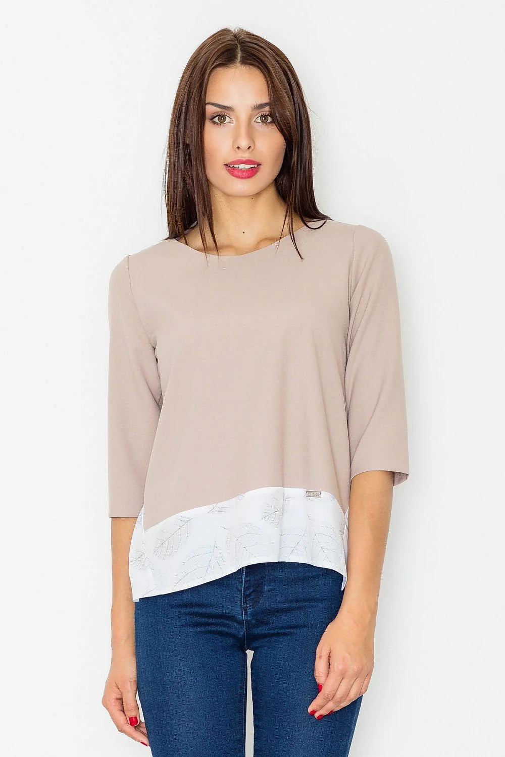 chemisier ample coton manches troisquarts motif bas voile imprimé gouttes bleu ciel blanc fluide casual chic