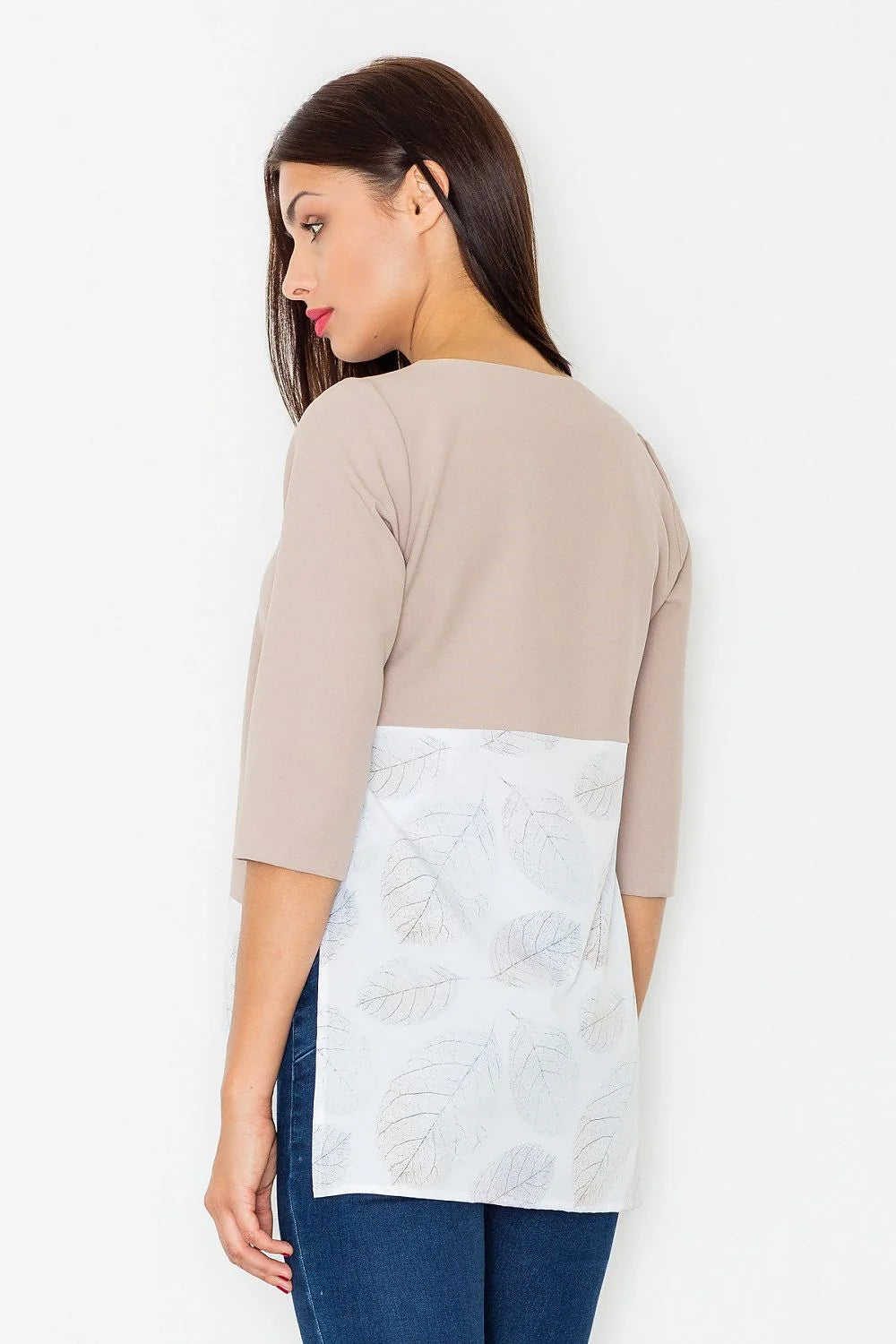 chemisier ample coton manches troisquarts motif bas voile imprimé gouttes bleu ciel blanc fluide casual chic