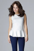 Chemisier blanc coton moderne élégant volants sans manches ajusté chic pour femmes mode féminine