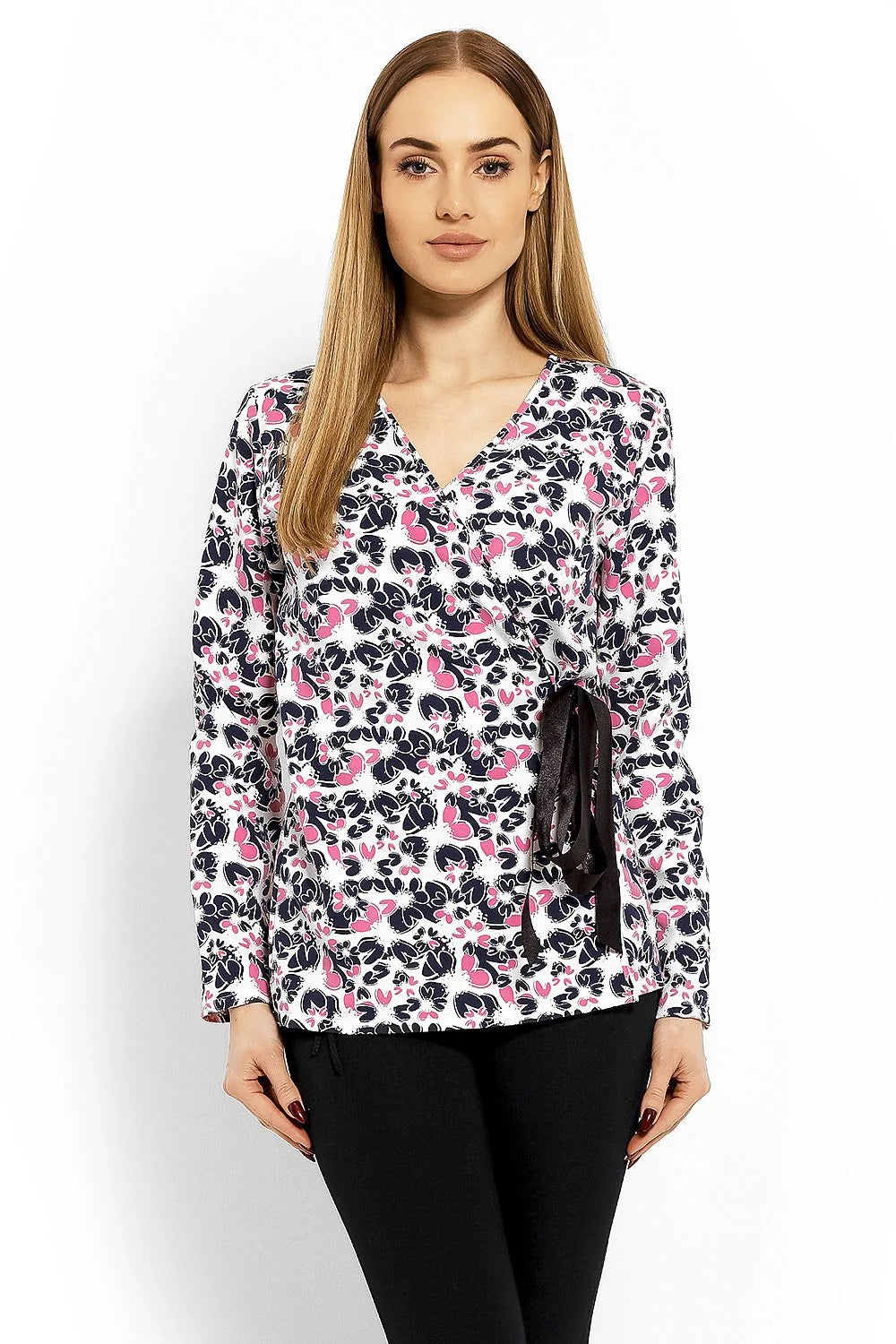 Chemisier coton moderne élégant manches longues imprimé floral décontracté bureau sorties confort quotidien chic