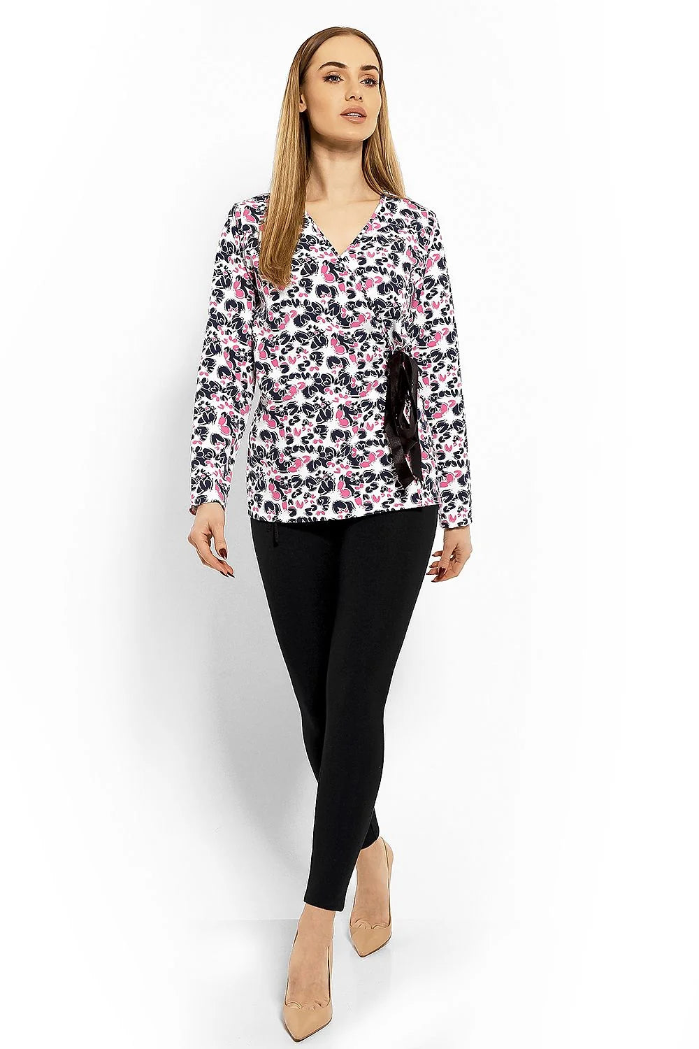 Chemisier coton moderne élégant manches longues imprimé floral décontracté bureau sorties confort quotidien chic
