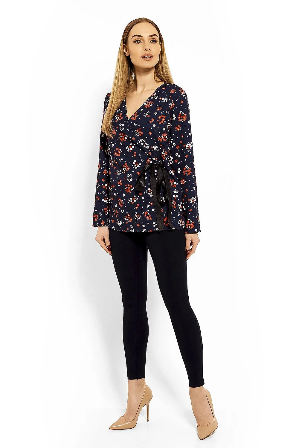 Chemisier coton moderne élégant manches longues imprimé floral décontracté bureau sorties confort quotidien chic