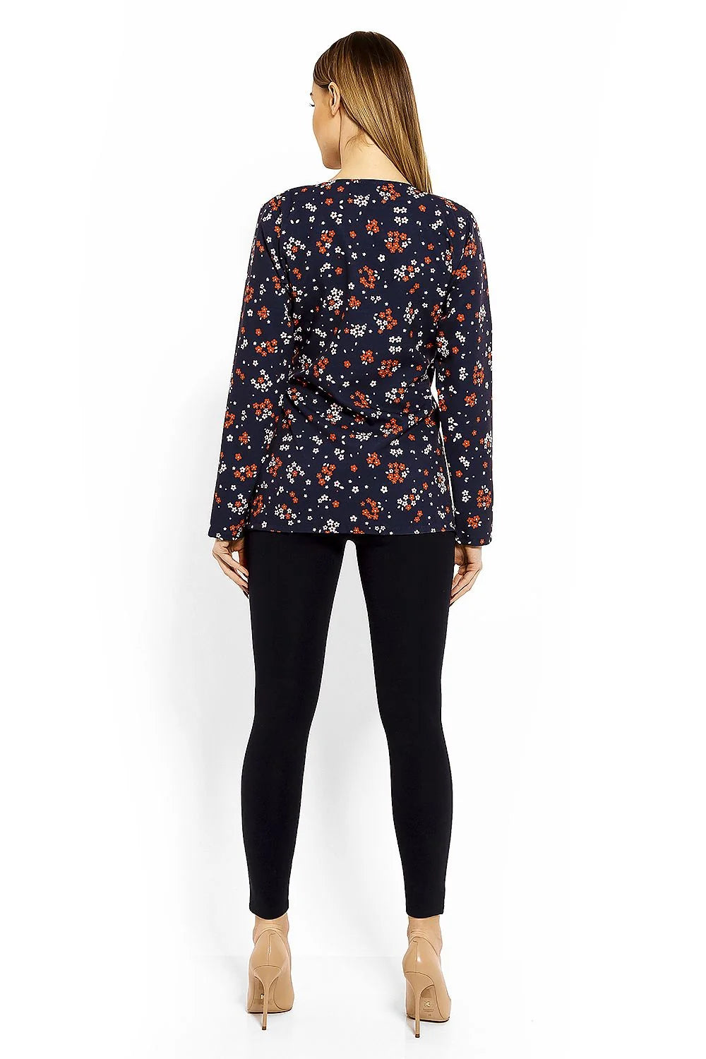 Chemisier coton moderne élégant manches longues imprimé floral décontracté bureau sorties confort quotidien chic