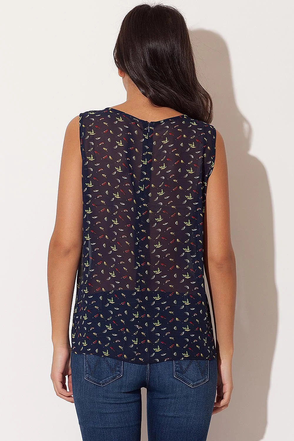 Chemisier en mousseline de soie Katrus raffiné motif oiseaux élégant confort style quotidien femmes