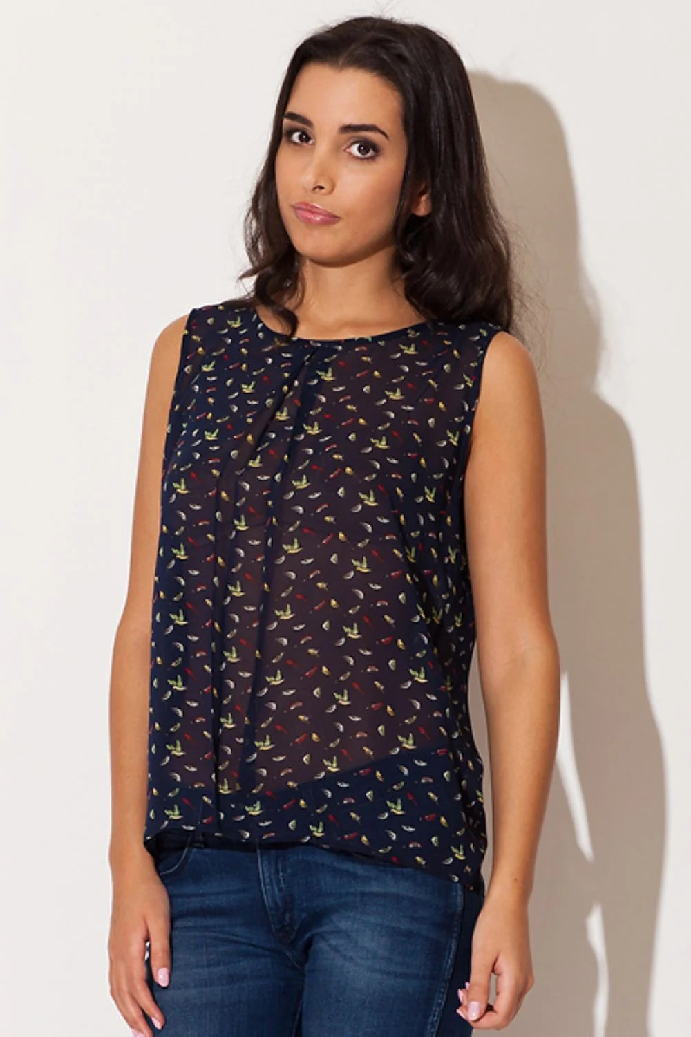 Chemisier en mousseline de soie Katrus raffiné motif oiseaux élégant confort style quotidien femmes