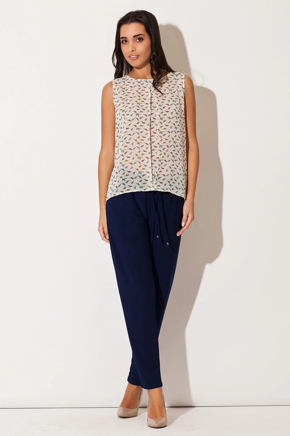 Chemisier en mousseline de soie Katrus raffiné motif oiseaux élégant confort style quotidien femmes