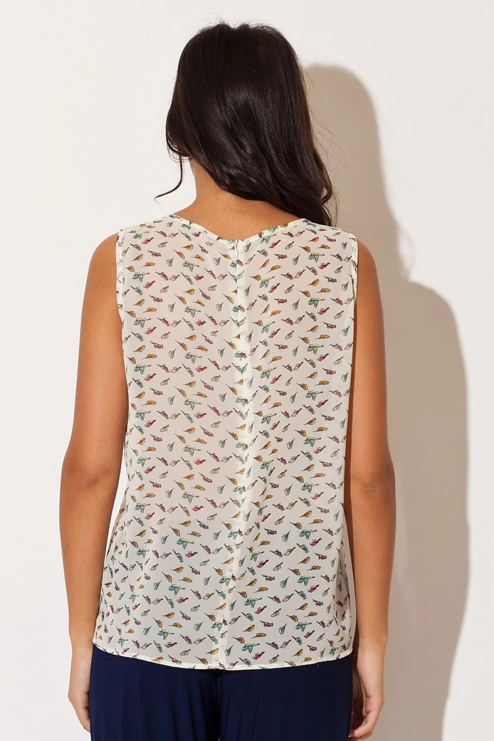Chemisier en mousseline de soie Katrus raffiné motif oiseaux élégant confort style quotidien femmes