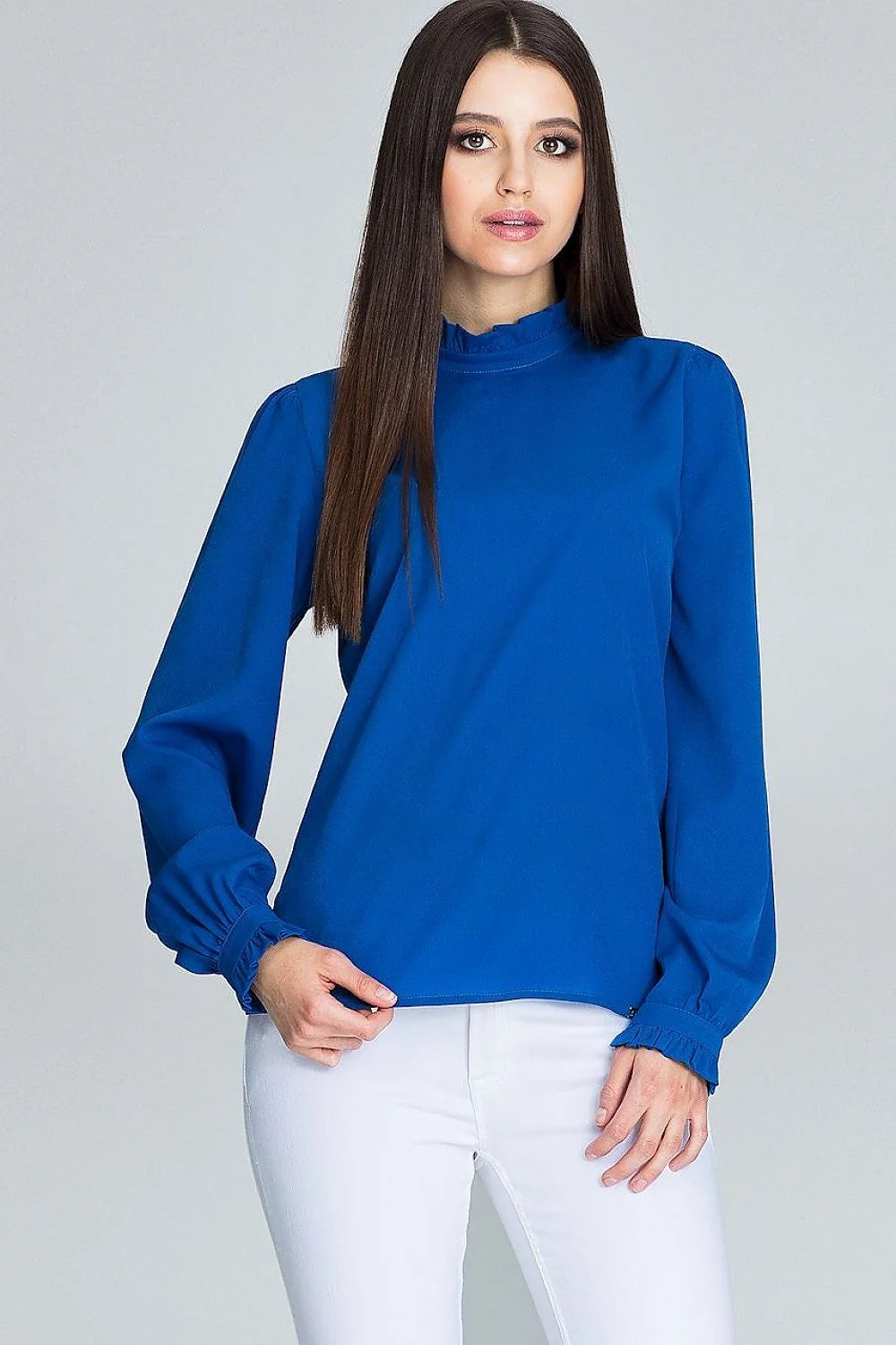 Chemisier en soie moderne manches longues plissées pour femme élégante au style distinctif et chic