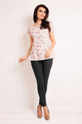 Chemisier en tissu rose motifs oiseaux élégant confortable mode féminine parfait bureau sorties femmes