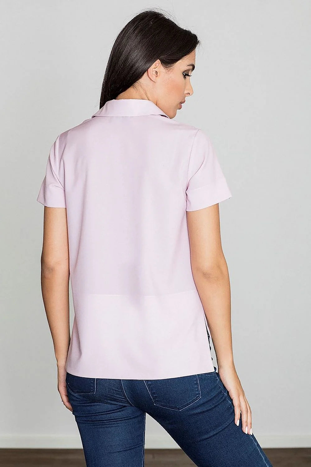 Chemisier femme coton bleu clair classique ajusté boutons devant élégant pour bureau et sorties