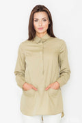 Chemisier femme en coton beige classique élégant pour bureau ou sorties décontractées style intemporel