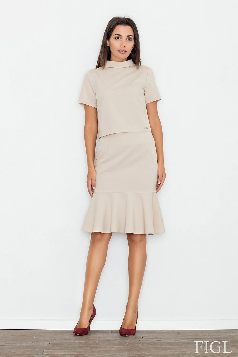 Chemisier Figl en coton beige clair élégant style minimaliste pour tenue professionnelle femme moderne