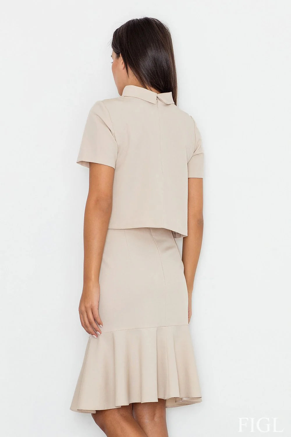 Chemisier Figl en coton beige clair élégant style minimaliste pour tenue professionnelle femme moderne