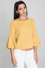 Chemisier Figl tissu léger mode élégante manches volants coupe ample parfait automne femme tendance