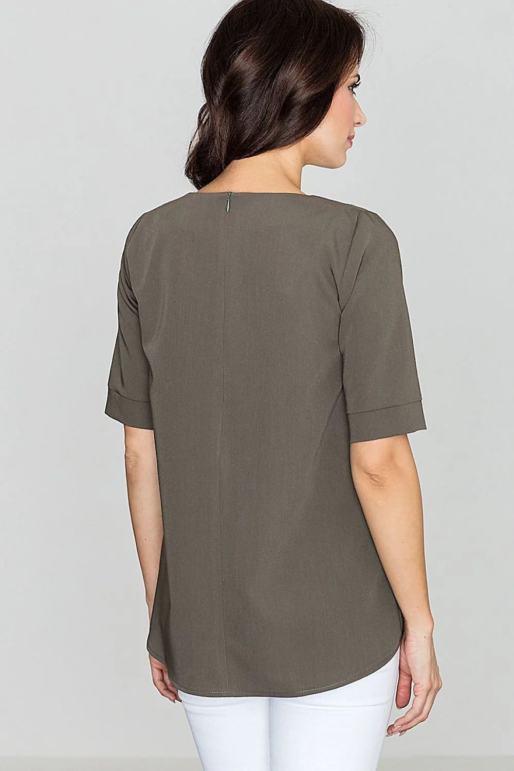 Chemisier fluide élégant rose pâle manches courtes ample décontracté mode féminine tenue sophistiquée femme