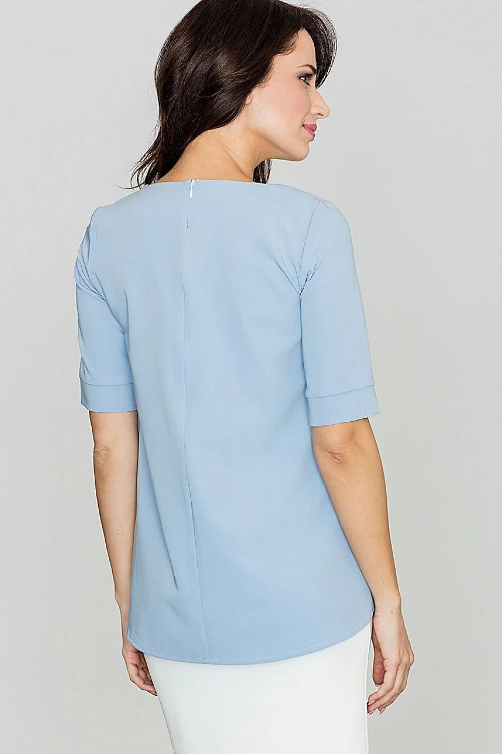 Chemisier fluide élégant rose pâle manches courtes ample décontracté mode féminine tenue sophistiquée femme