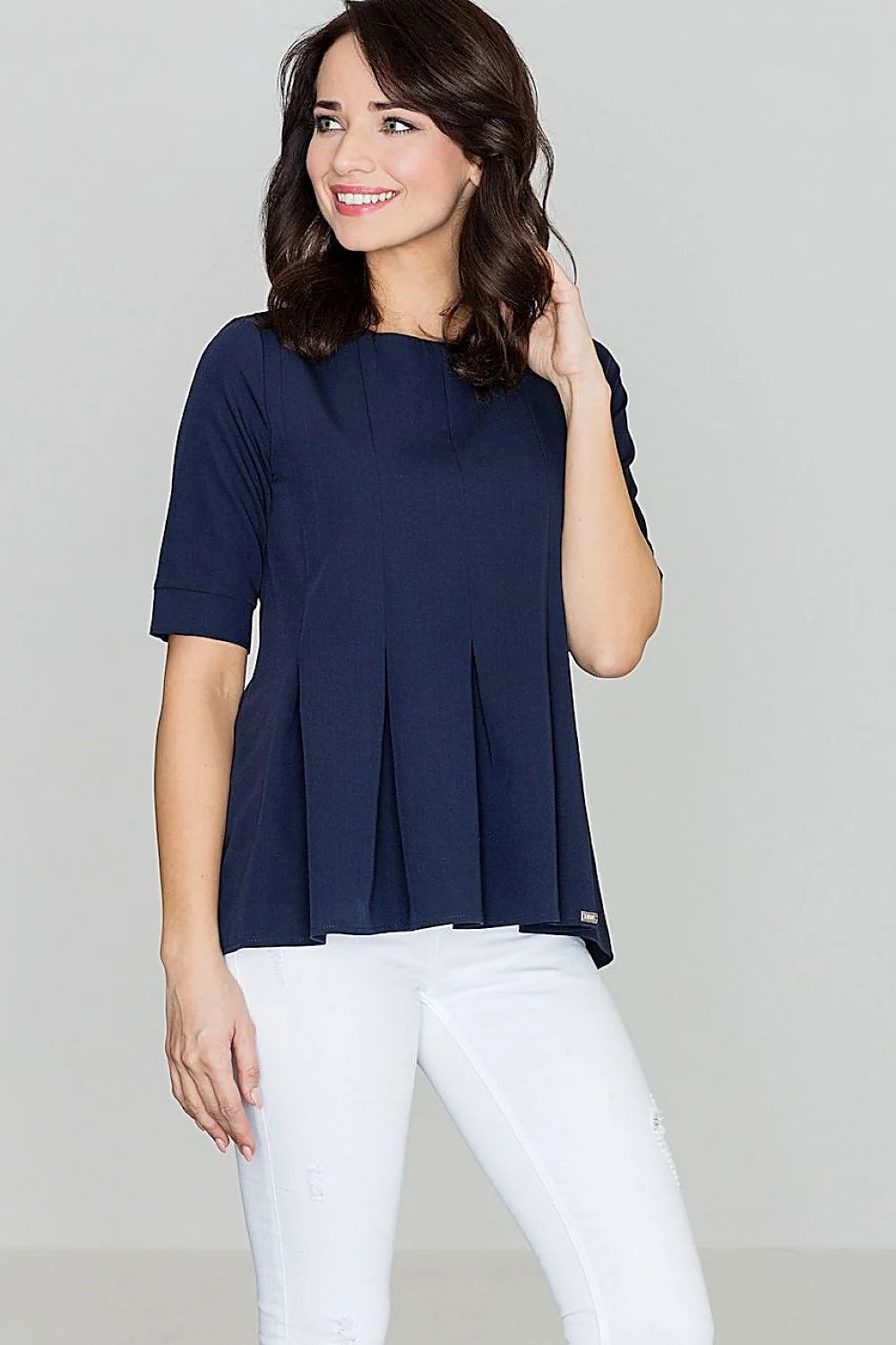 Chemisier fluide élégant rose pâle manches courtes ample décontracté mode féminine tenue sophistiquée femme