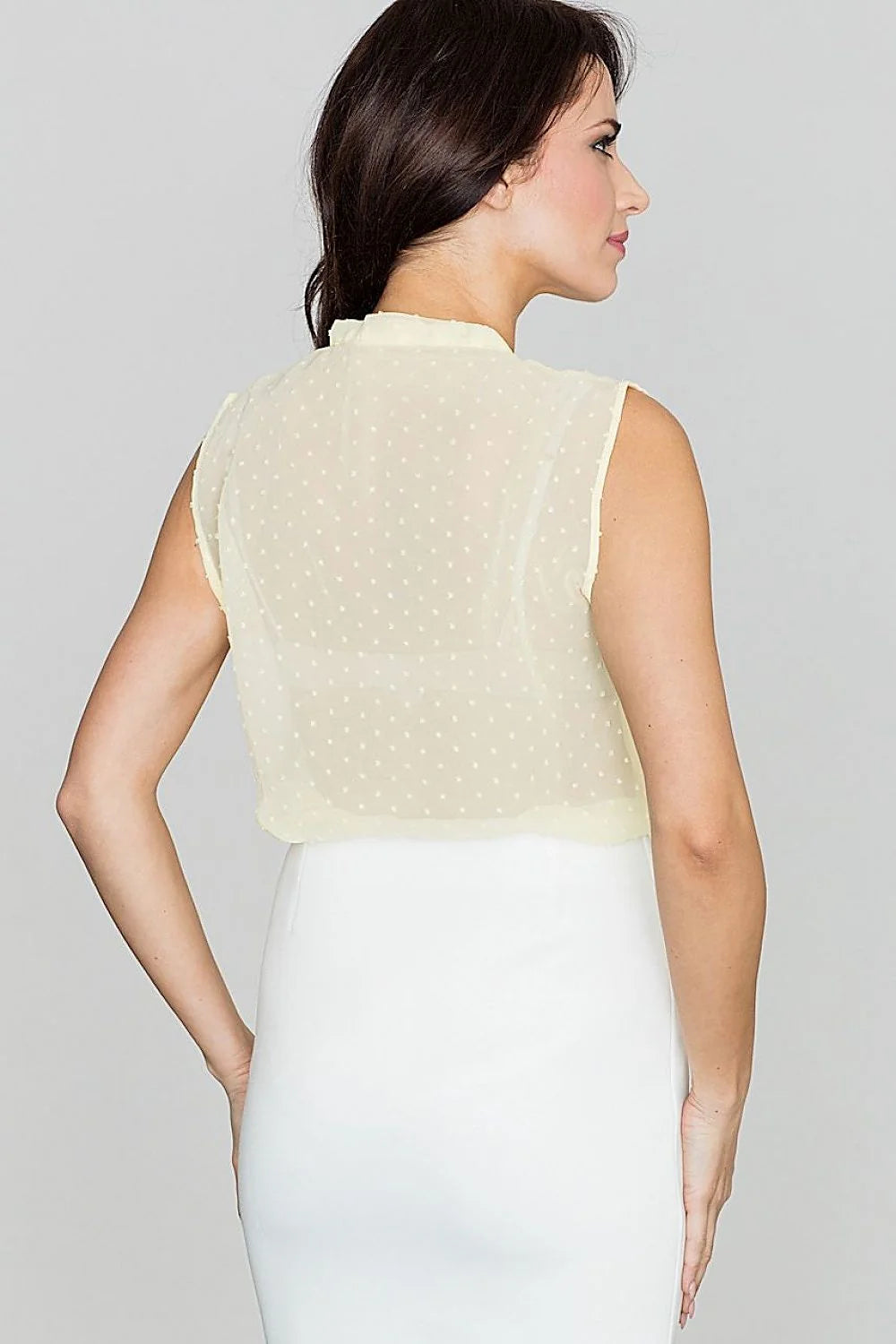 Chemisier Lenitif en Tissu Transparent Pastel Élégant Sans Manches Sophistiqué et Confortable pour Femmes