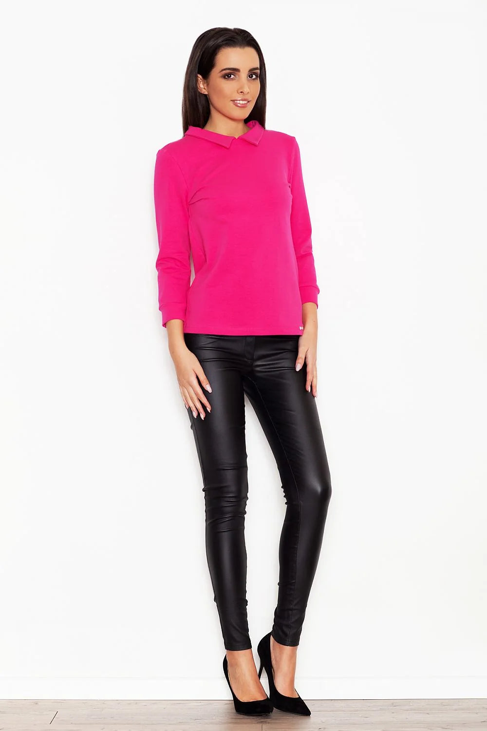 Chemisier rose en coton style décontracté manches longues élégant et confortable pour femme moderne