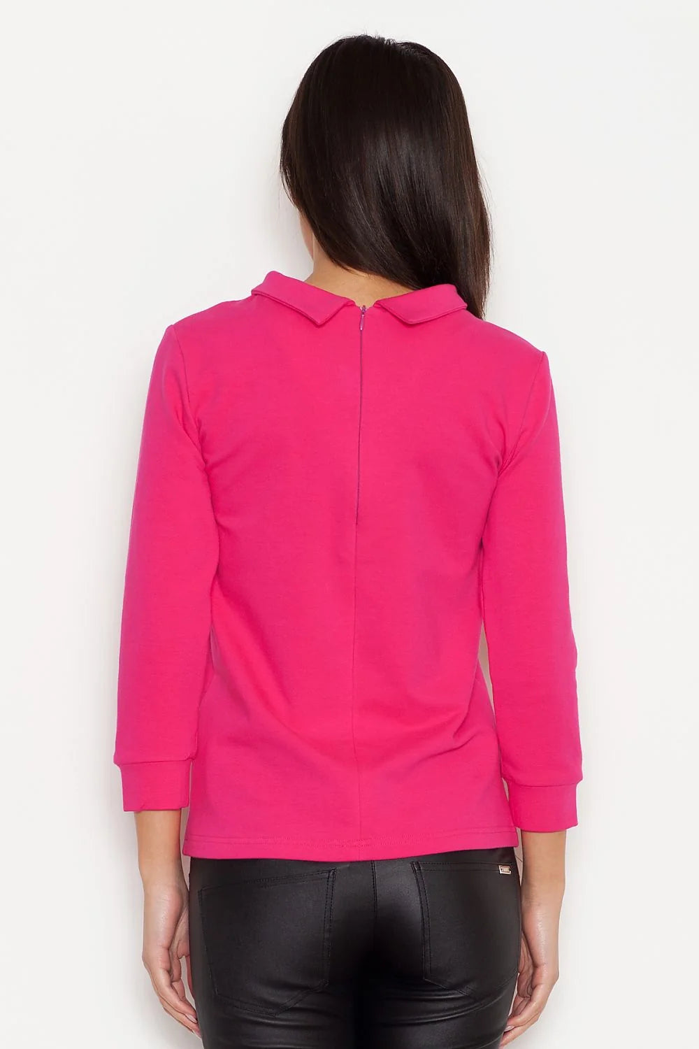 Chemisier rose en coton style décontracté manches longues élégant et confortable pour femme moderne