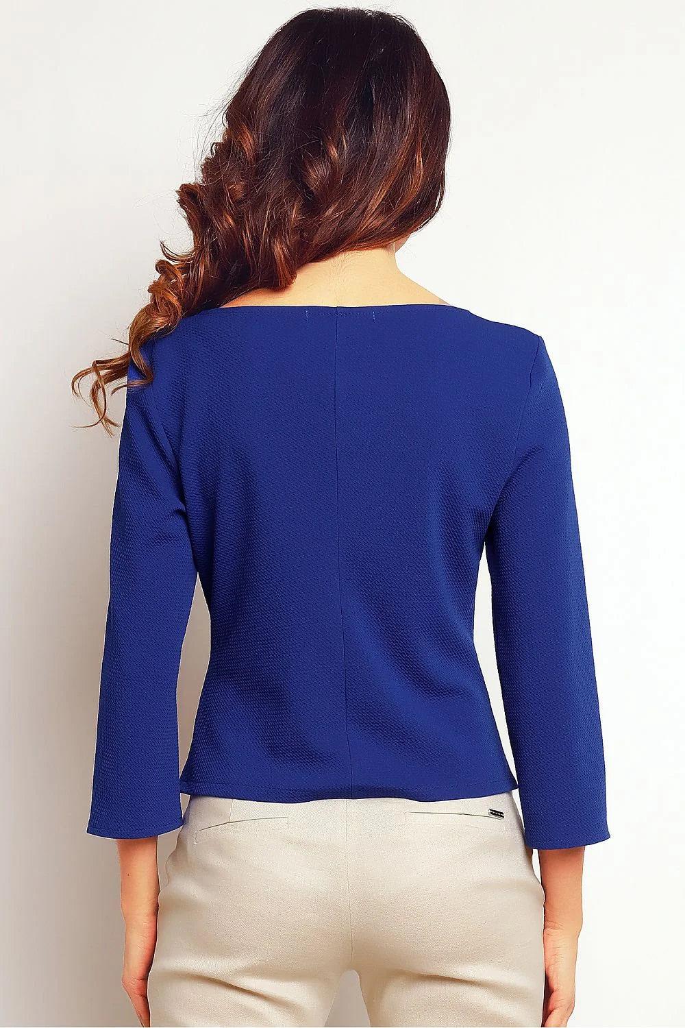 Chemisier rose pâle jacquard élégant élégant coupe ajustée manches longues pour femmes raffinées et modernes