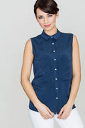 Chemisier sans manches coton bleu marine chic et élégant pour femmes modernes et sophistiquées