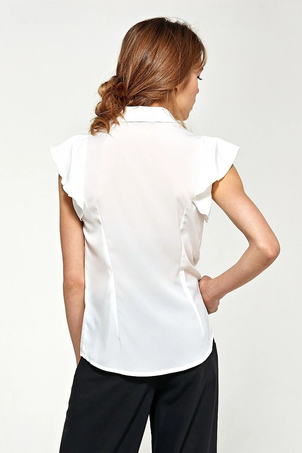 Chemisier sans manches en coton blanc élégant avec volants pour femmes modernes chic et décontractées