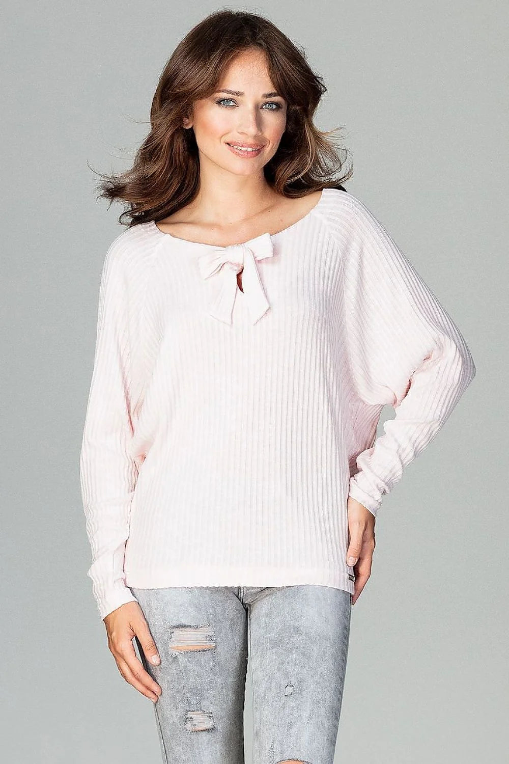 Chemisier tricot fin casual élégant avec nœud style décontracté idéal pour femme moderne au quotidien