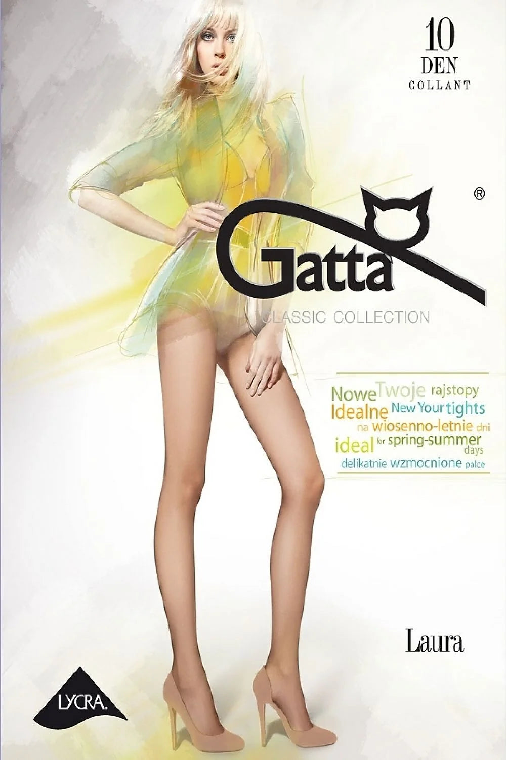 collants Gatta lycra transparent nude chair seconde peau invisible microfibre elastique maintien confort pointe renforcee finition ultrafine 10deniers