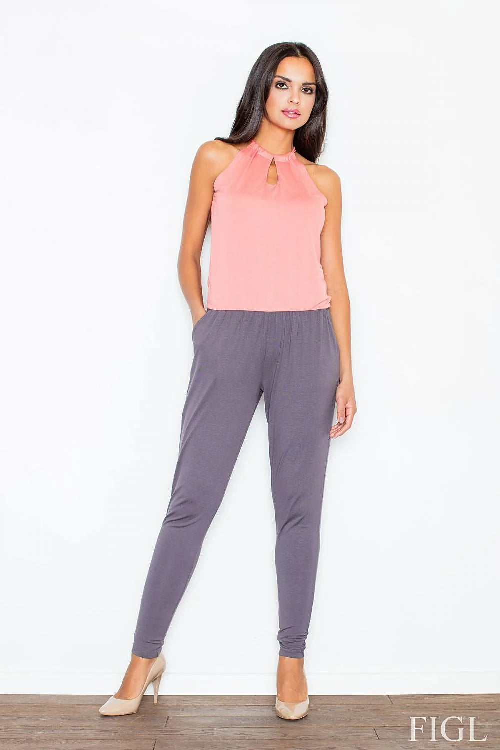 Combinaison chic en coton polyester fluide élégante décontractée pour femme moderne mode quotidienne confortable