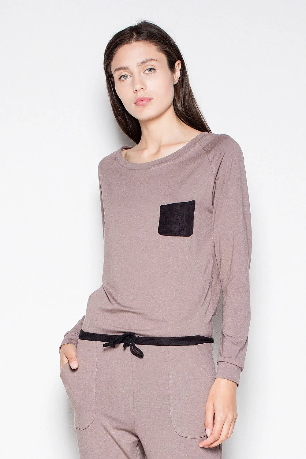 Combinaison femme en viscose kaki, style décontracté chic, ajustée, manches longues, cordon taille élégante