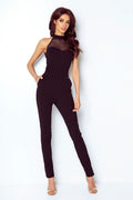Combinaison femme tulle élégant chic noir ajustée soirée sophistiquée pantalon taille cintrée garde-robe indispensable