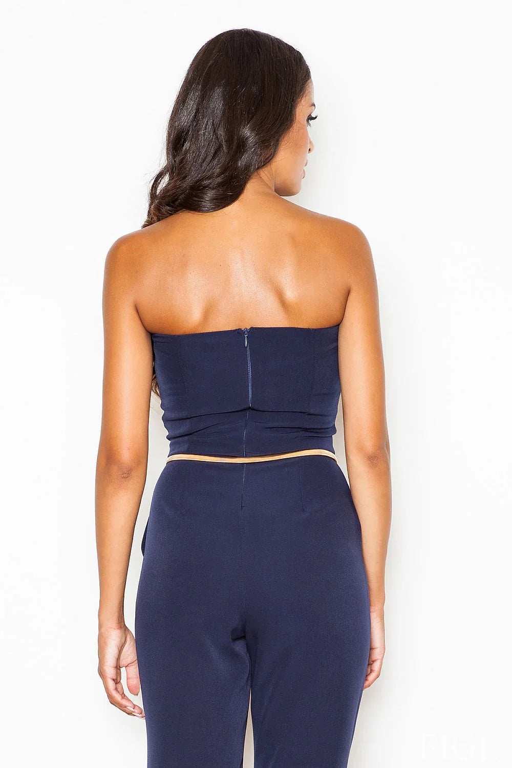 Combinaison pantalon sans bretelles polyester élégant chic moderne ceinture métallique soirées femme mode tendance