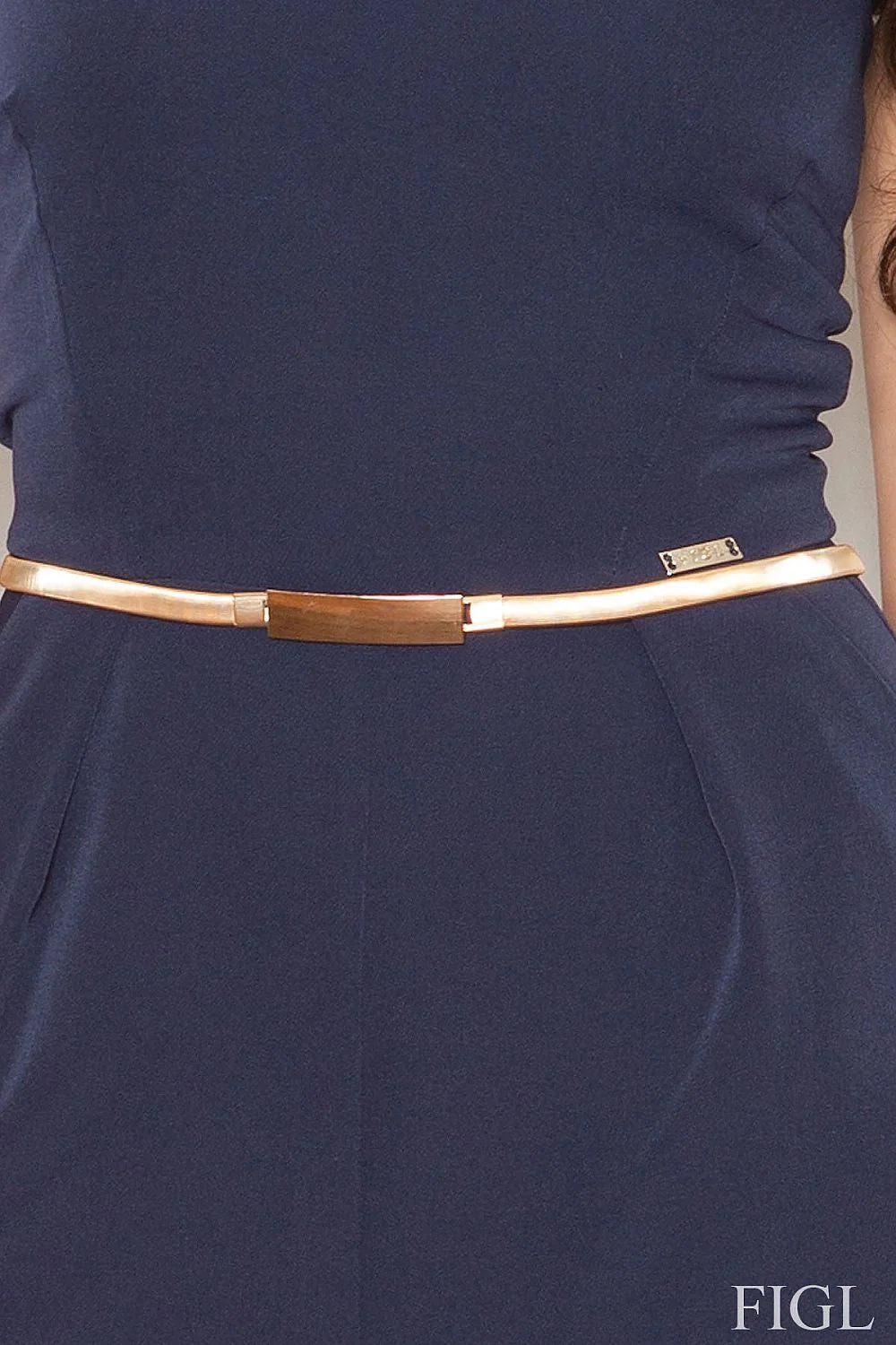 Combinaison pantalon sans bretelles polyester élégant chic moderne ceinture métallique soirées femme mode tendance