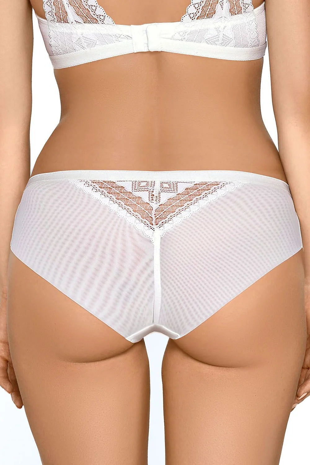 culotte bikini taille basse blanche dentelle romantique transparente motif V festonnée microfibre douce tulle côtés élastique confortable Nipplex