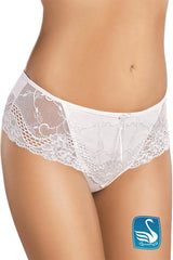 Culotte blanche dentelle romantique avec broderies florales et noeud décoratif pour une allure féminine