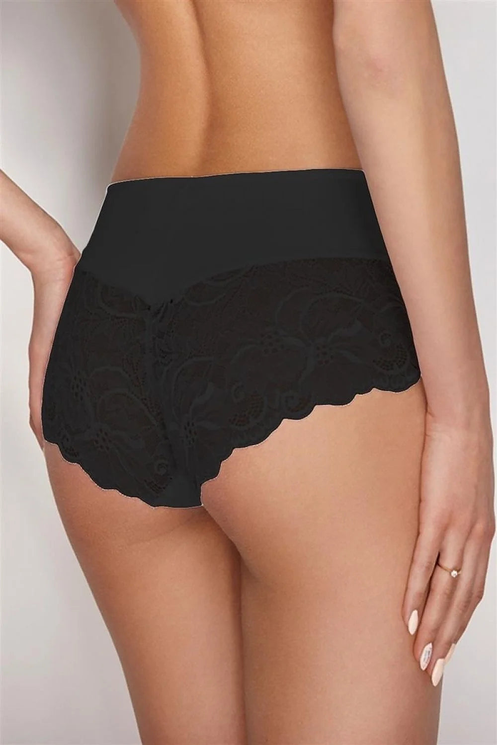 culotte blanche dentelle romantique élégante taille haute maintien confort transparence florale bord festonné noeuds satinés maille extensible