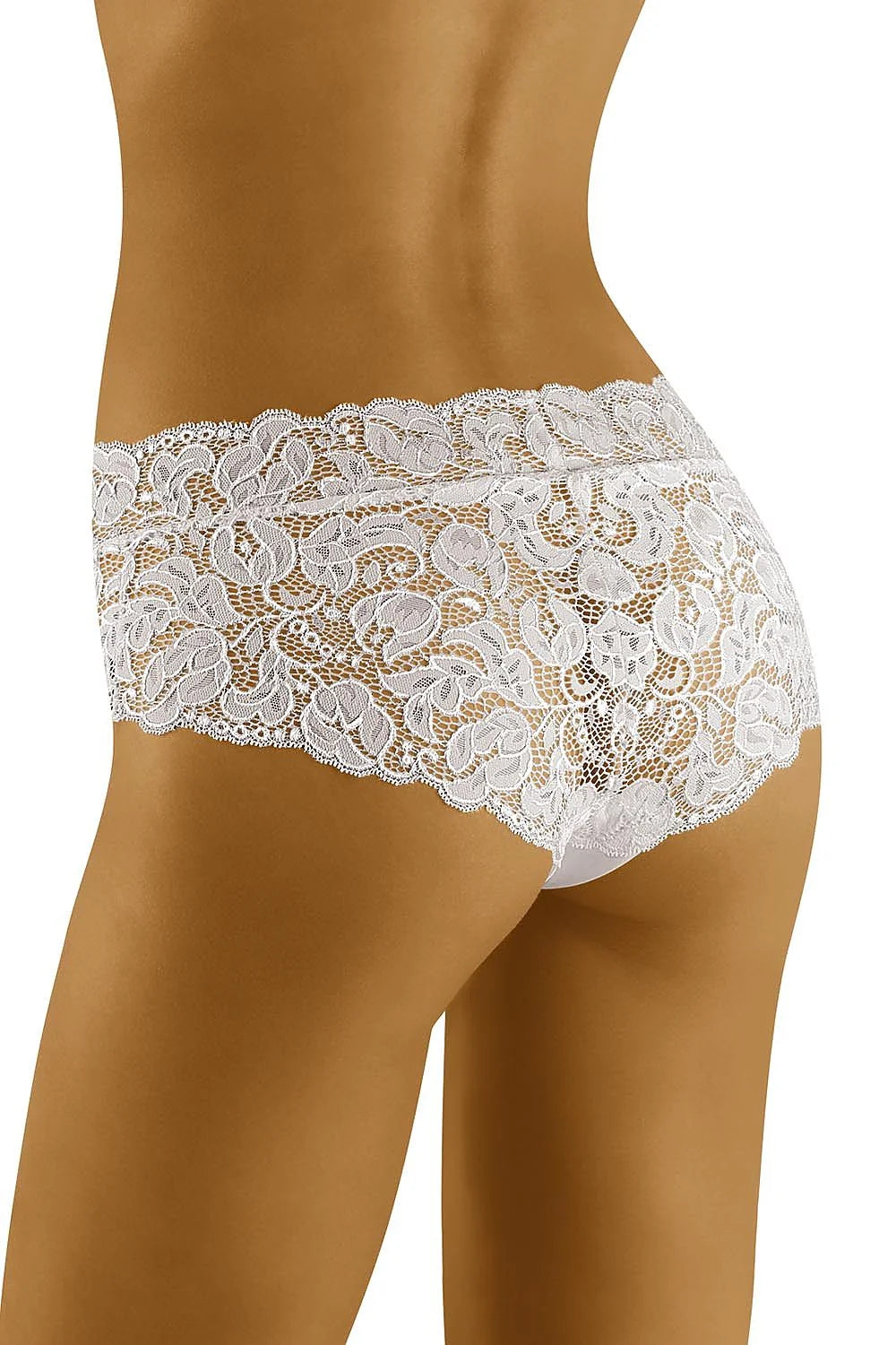 Culotte dentelle blanche romantique taille haute motifs floraux transparents lingerie féminine tendance sexy élégante