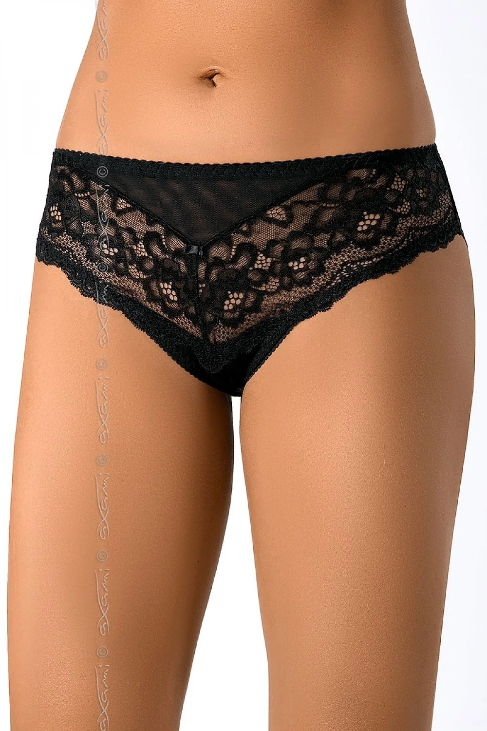 Culotte dentelle noire élégante et sexy motifs floraux transparence taille basse pour femme séduisante