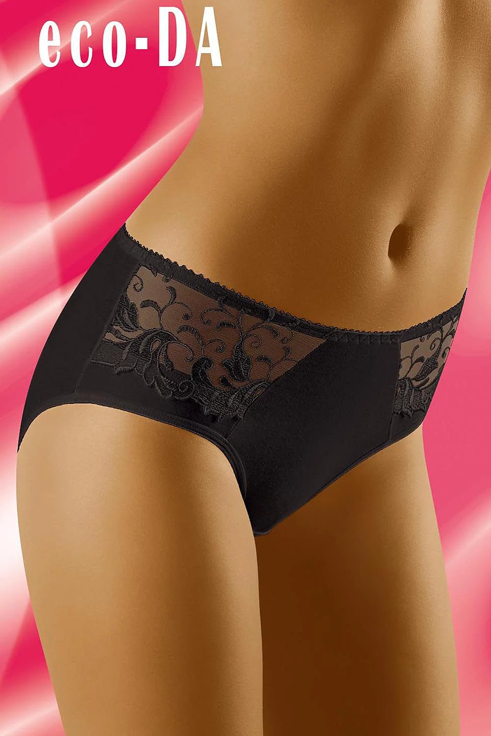 culotte dentelle noire taille haute confortable sexy couvrante microfibre extensible panneaux tulle brodé floral transparent subtil bordure élastiquée dentelée maintien