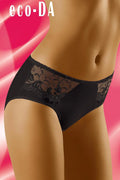 culotte dentelle noire taille haute confortable sexy couvrante microfibre extensible panneaux tulle brodé floral transparent subtil bordure élastiquée dentelée maintien