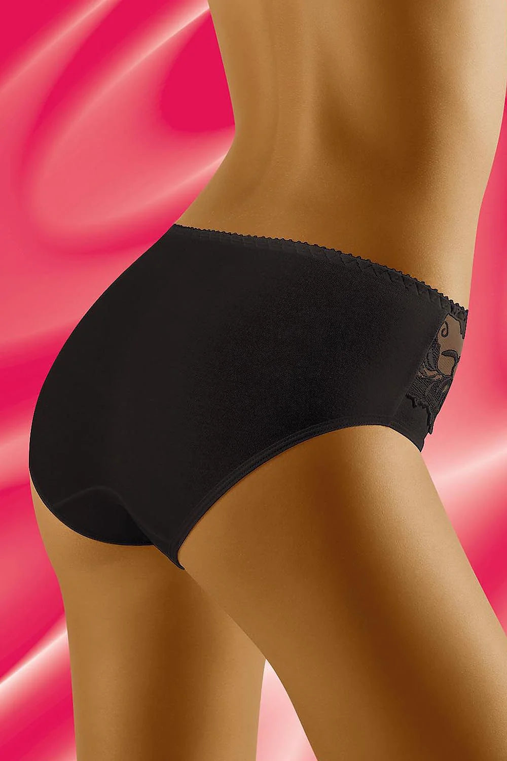culotte dentelle noire taille haute confortable sexy couvrante microfibre extensible panneaux tulle brodé floral transparent subtil bordure élastiquée dentelée maintien