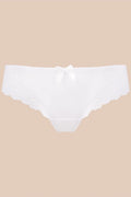 Culotte en dentelle blanche élégante avec nœud décoratif et bordure festonnée pour femme romantique