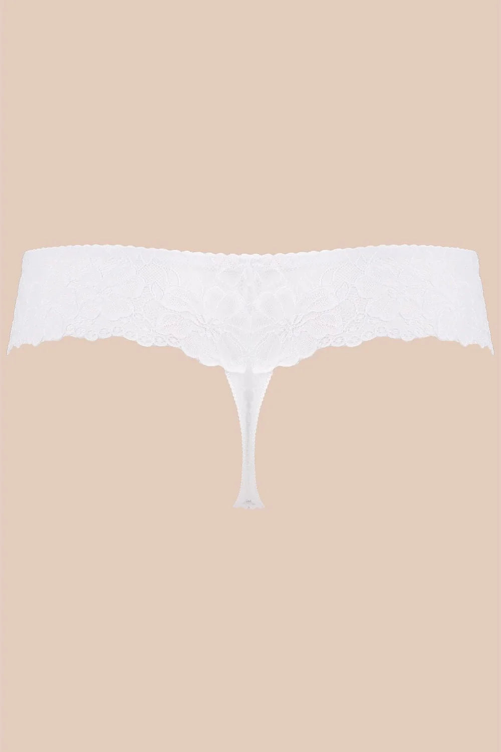 Culotte en dentelle blanche élégante avec nœud décoratif et bordure festonnée pour femme romantique