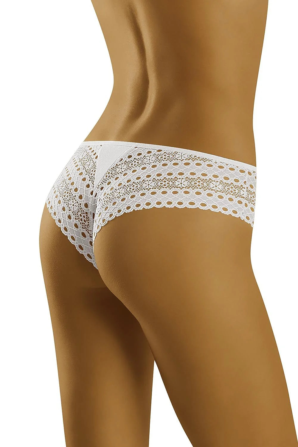 Culotte en dentelle blanche romantique élégante taille basse échancrée ajustée pour allure séduisante féminine