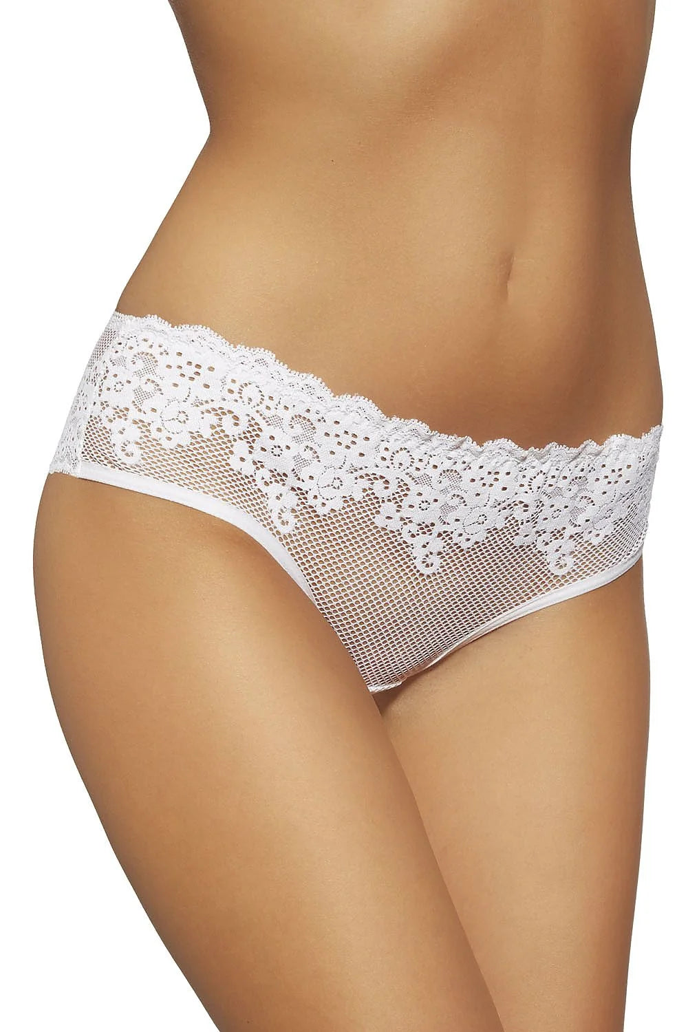 Culotte en dentelle blanche romantique et sexy pour femme élégante et séduisante motifs floraux