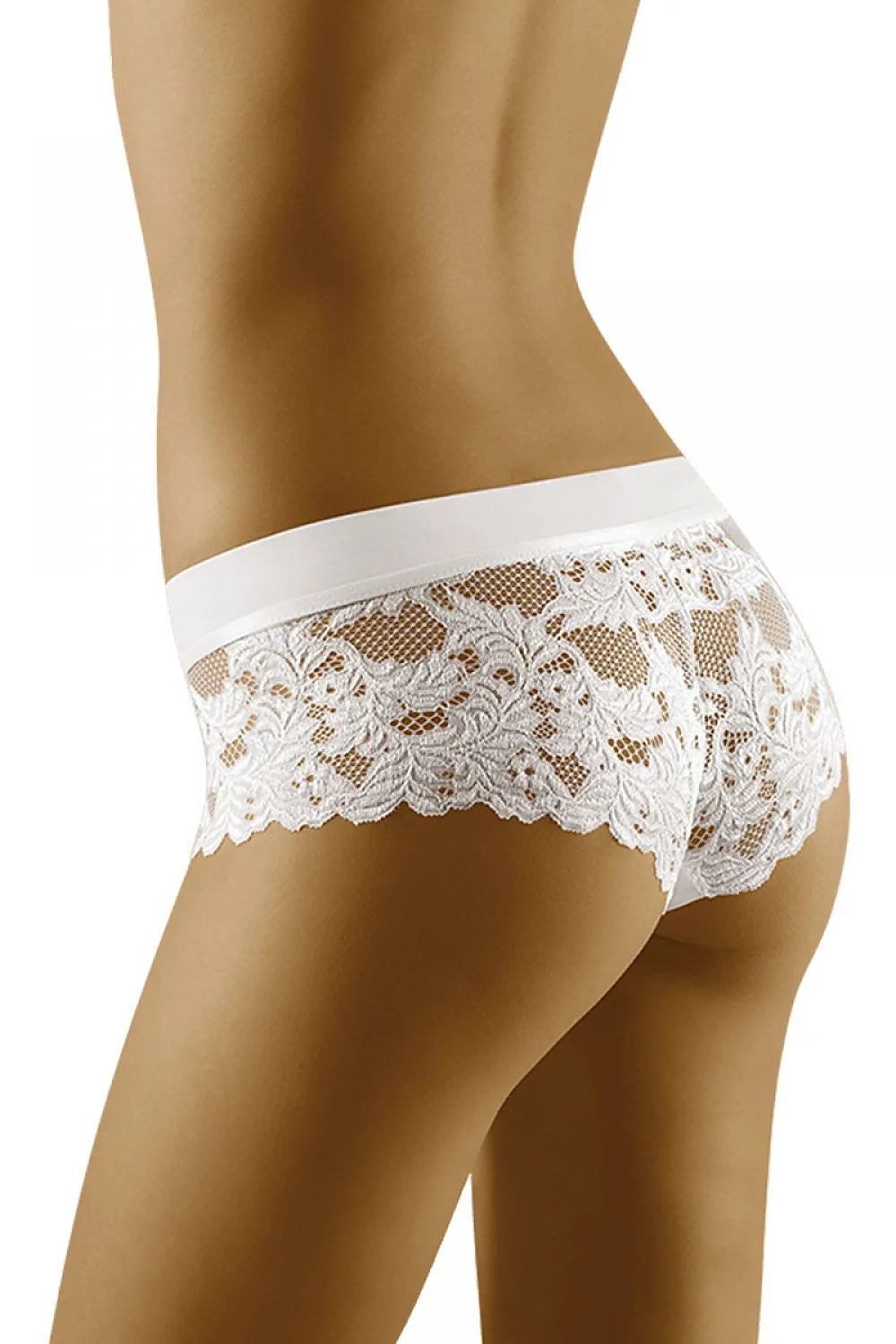 Culotte en dentelle blanche romantique Wolbar élégante et sexy avec motifs floraux transparents ajustée
