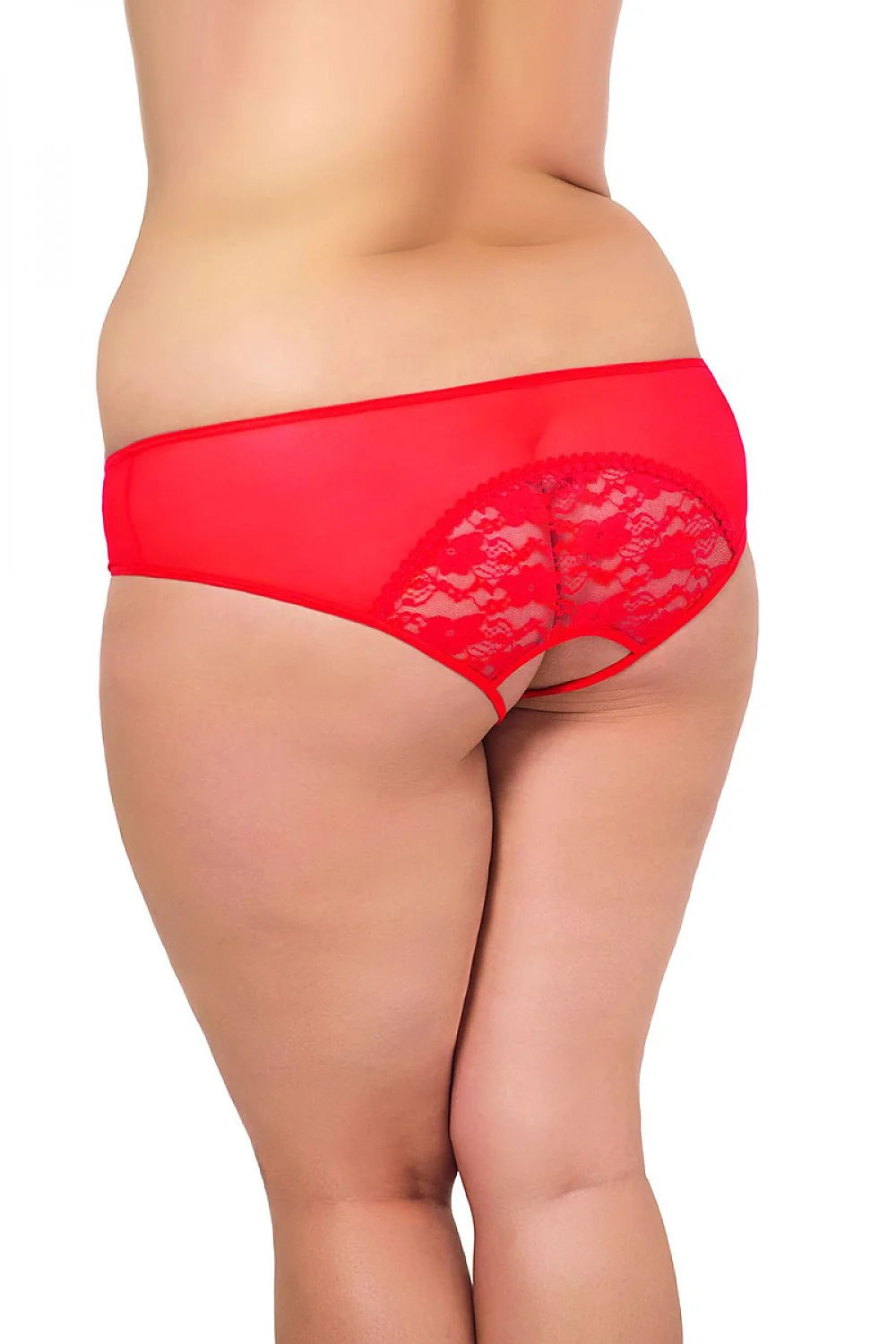 Culotte en dentelle et satin rouge sexy taille basse, élégante lingerie féminine avec nœud
