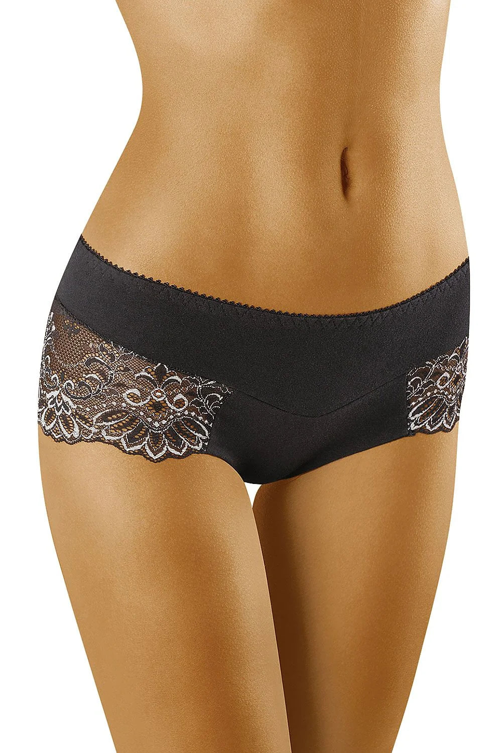 Culotte en dentelle noire élégante avec motifs floraux pour une allure sexy et moderne féminine